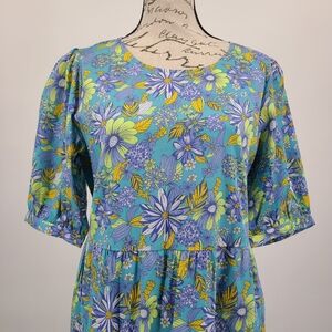 Modcloth 100% Cotton Vibrant Floral Maxi Dress